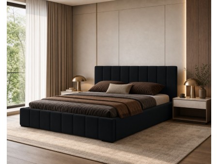 NERO upholstered bedroom bed with a bed base and storage space for bedding