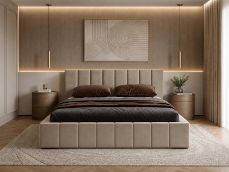 Polsterbett „NERO“ für das Schlafzimmer mit Bettrahmen und Bettkasten