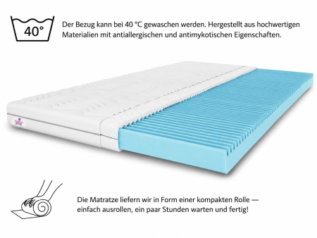 80x200x8 massage mattress topper, bed topper, H3 medium-firm, contoured, reversible, hypoallergenic