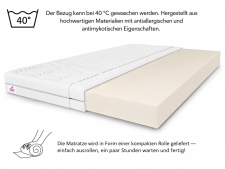 TOP5 KOKOS 160x200x5 mattress topper, bed topper, H3/H4, medium-firm, firm, reversible, hypoallergenic