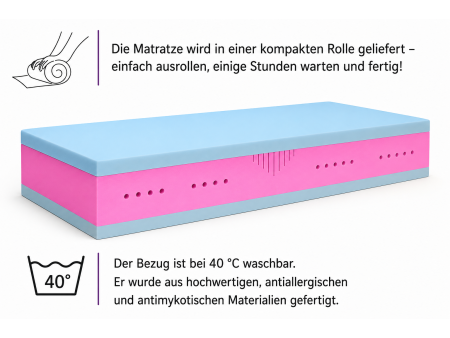 SENARI H3 Schaumstoffmatratze, 21 cm, VISCO, beidseitig nutzbar, antiallergisch