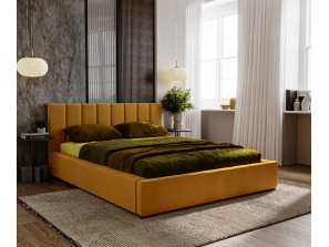 NERO SLEEK upholstered bedroom bed with bed base and bedding storage 5