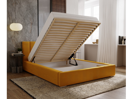 NERO SLEEK upholstered bedroom bed with bed base and storage space for bedding6