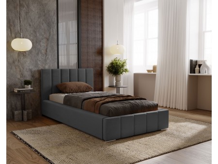 NERO-Einzelbett mit Polsterung, Lattenrost und Bettkasten 5a