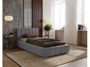 NERO single upholstered bed with bed base and bedding storage 7