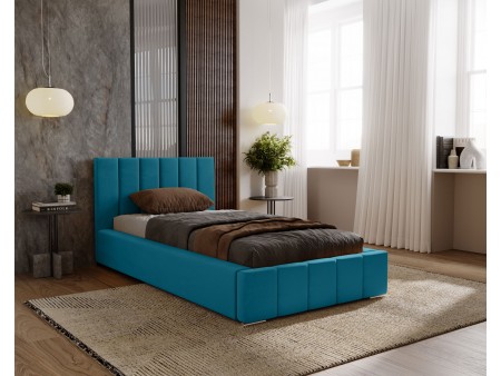 NERO single upholstered bed with bed base and bedding storage 13