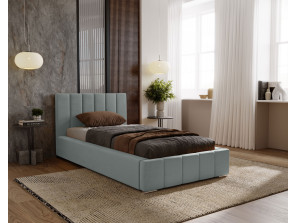 NERO single upholstered bed with bed base and bedding storage 16