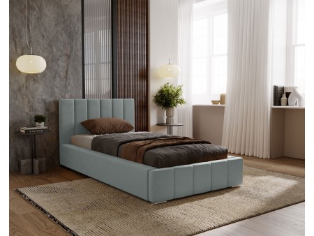 NERO single upholstered bed with bed base and bedding storage 16