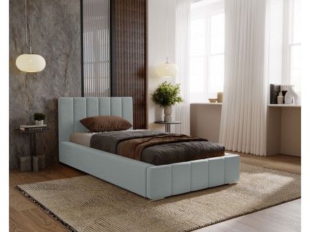 NERO single upholstered bed with bed base and bedding storage 18