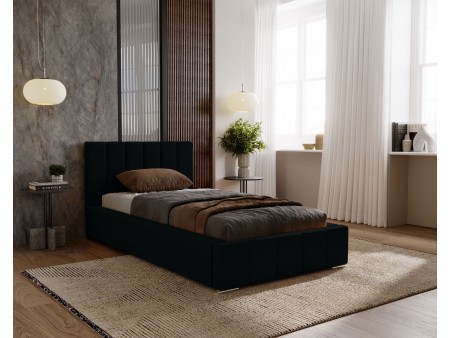 NERO single upholstered bed with bed base and bedding storage compartment 20