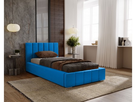 NERO single upholstered bed with bed base and bedding storage 22
