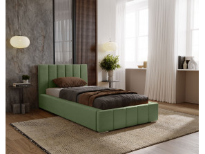 NERO-Einzelbett mit Polsterung, Lattenrost und Bettkasten 24