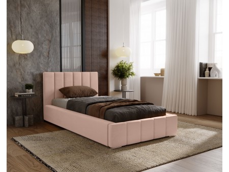 NERO single upholstered bed with bed base and storage compartment