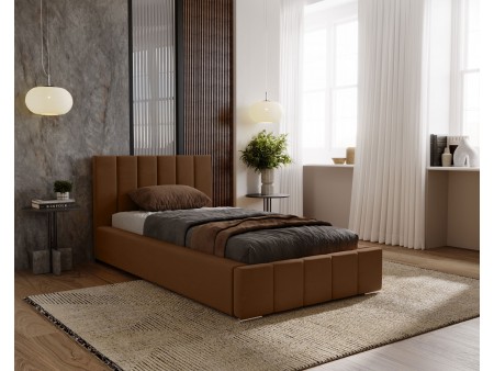 NERO single upholstered bed with bed base and storage compartment