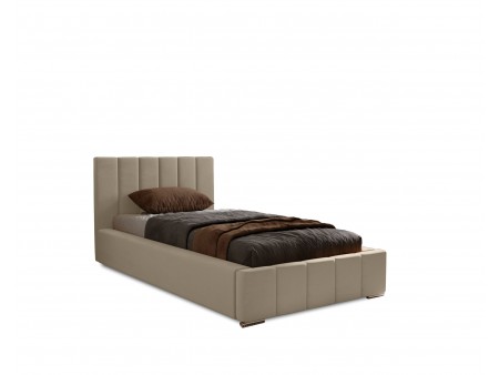NERO single upholstered bed with bed base and storage compartment