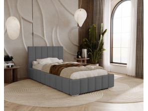 ALMA single upholstered bed for the bedroom, with bed base and bedding storage, 34