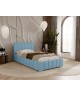 ALMA single upholstered bed for the bedroom, with a bed base and storage space for bedding
