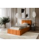 MENOS single upholstered bedroom bed with a bed base and storage space for bedding
