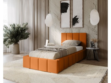 MENOS single upholstered bedroom bed with a bed base and storage space for bedding