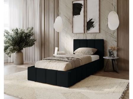 MENOS single upholstered bedroom bed with bed base and bedding storage 7