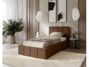 MENOS-Einzelbett für das Schlafzimmer mit Polsterung, Lattenrost und Bettkasten 17