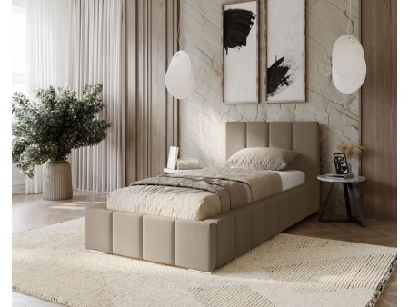 MENOS-Einzelbett für das Schlafzimmer mit Polsterung, Lattenrost und Bettkasten 20