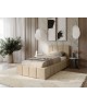 MENOS single upholstered bedroom bed with bed base and bedding storage 22