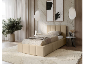 MENOS-Einzelbett für das Schlafzimmer mit Polsterung, Lattenrost und Bettkasten 22