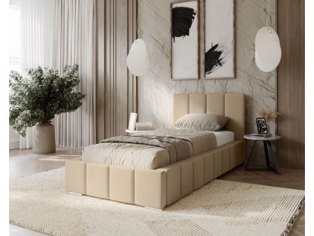 MENOS single upholstered bedroom bed with bed base and bedding storage 22