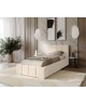MENOS single upholstered bedroom bed with a bed base and storage space for bedding