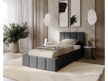 MENOS single upholstered bedroom bed with a bed base and storage space for bedding