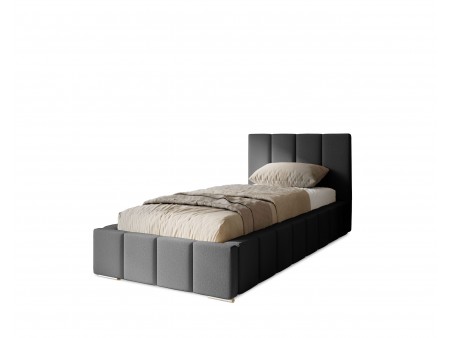 MENOS single upholstered bedroom bed with a bed base and storage space for bedding
