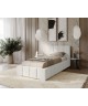 MENOS single upholstered bedroom bed with a bed base and storage space for bedding