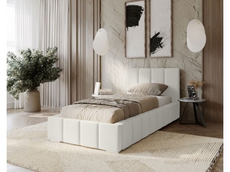 MENOS single upholstered bedroom bed with a bed base and storage space for bedding