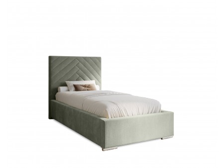 AURA single upholstered bedroom bed with bed base and bedding storage compartment 2