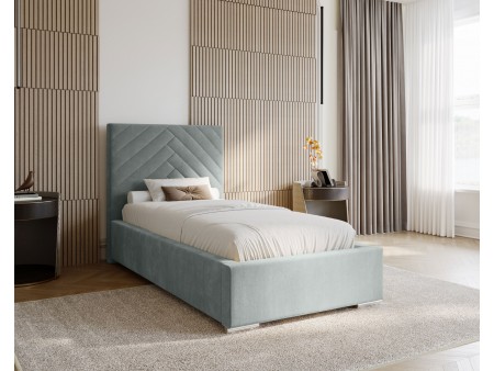AURA single upholstered bedroom bed with a bed base and bedding storage compartment 6