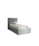 AURA single upholstered bedroom bed with bed base and bedding storage 7