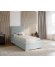 AURA single upholstered bedroom bed with bed base and bedding storage compartment 8