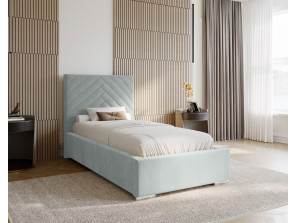 AURA single upholstered bedroom bed with bed base and bedding storage compartment 8