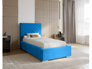 AURA single upholstered bedroom bed with bed base and bedding storage compartment 12