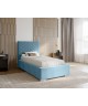 AURA single upholstered bedroom bed with bed base and bedding storage 14