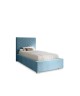 AURA single upholstered bedroom bed with a bed base and a 15 bedding storage compartment