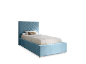 AURA single upholstered bedroom bed with a bed base and a 15 bedding storage compartment