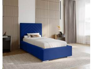 AURA single upholstered bedroom bed with bed base and bedding storage 16
