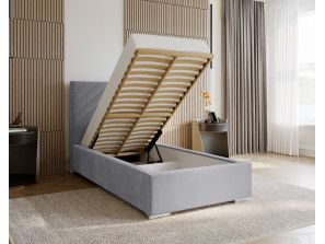 AURA – gepolstertes Einzelbett für das Schlafzimmer mit Lattenrost und Bettkasten 18