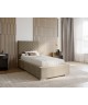 AURA single upholstered bedroom bed with bed base and storage compartment for bedding 19