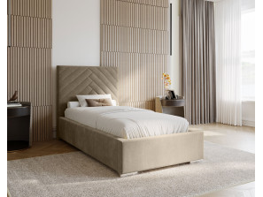 AURA single upholstered bedroom bed with bed base and storage compartment for bedding 19