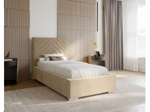 AURA single upholstered bedroom bed with bed base and bedding storage 21