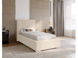 AURA single upholstered bedroom bed with bed base and bedding storage 23