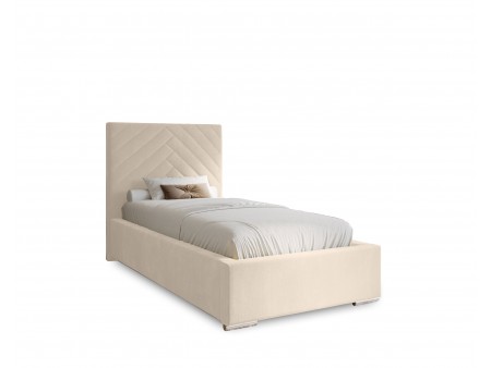AURA – gepolstertes Einzelbett für das Schlafzimmer mit Lattenrost und Bettkasten